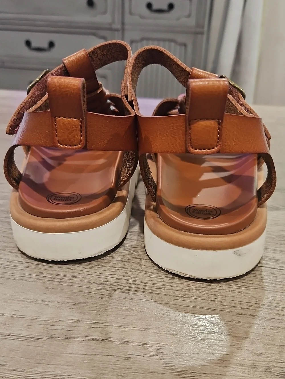 Tan fuax Leathers Gladiator little girl's Sandals - Comfortable Platform size 1